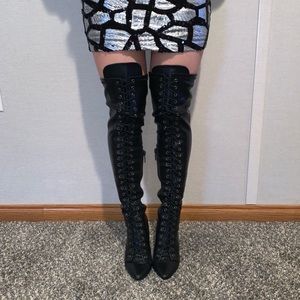 Faux Leather Over the Knee Booties Size 5.5